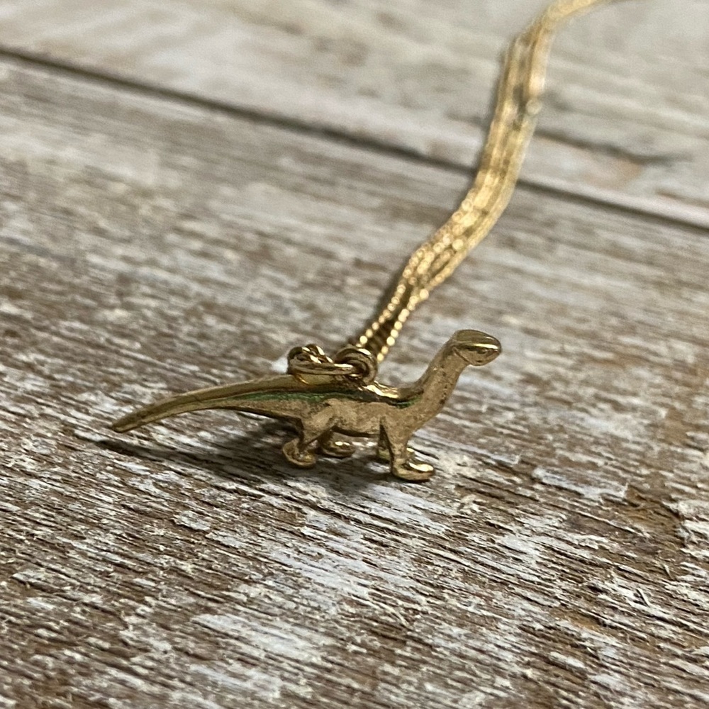 Brontosaurus Dinosaur Pendant Long Chain Necklace